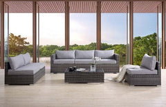 ACME Sheffield Gray Fabric & Gray Finish 4PC Pack Patio Sofa Set OT01091