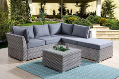 ACME Laurance Gray Patio Sectional & Cocktail Table w/Storage OT01092