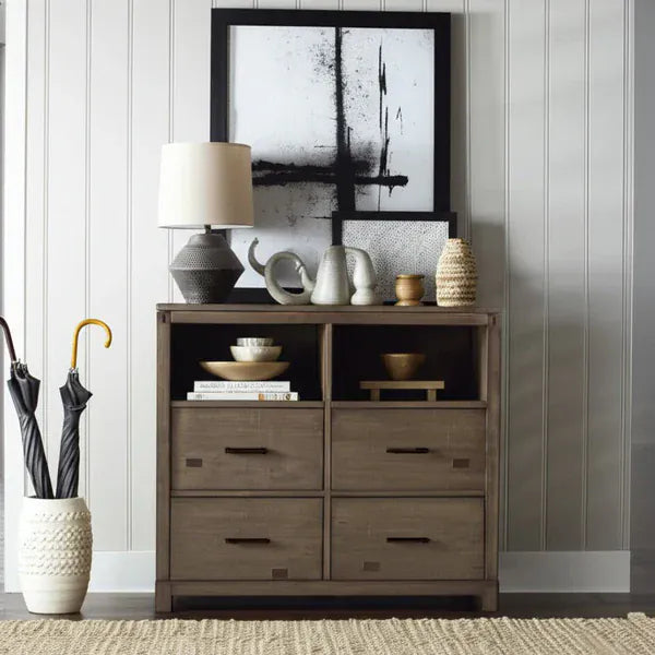 Alpine Furniture Sydney 4 Drawer Weathered Grey TV Media Chest 1700-11
