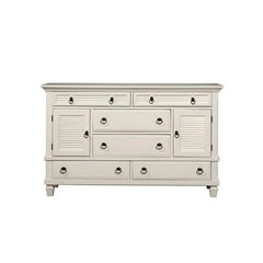 Alpine Furniture White Winchester 6 Drawer Dresser w/2 Cabinets 1306-W-DR