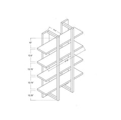 ID USA White & Weathered White 4-Shelves Bookcase 202708