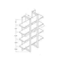 ID USA Walnut Oak 4-Shelf Bookcase 202710