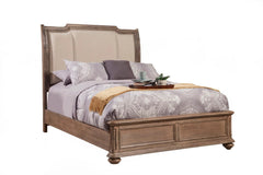 Alpine Furniture Melbourne Queen Sleigh Bed w/Upholstered Headboard 1200-01Q