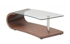 J&M Furniture Grace Walnut Glass Coffee Table 17427