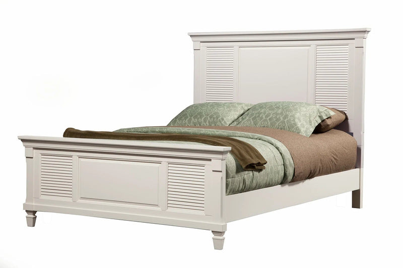 Alpine Furniture White Winchester California King Shutter Panel Bed 1306CK