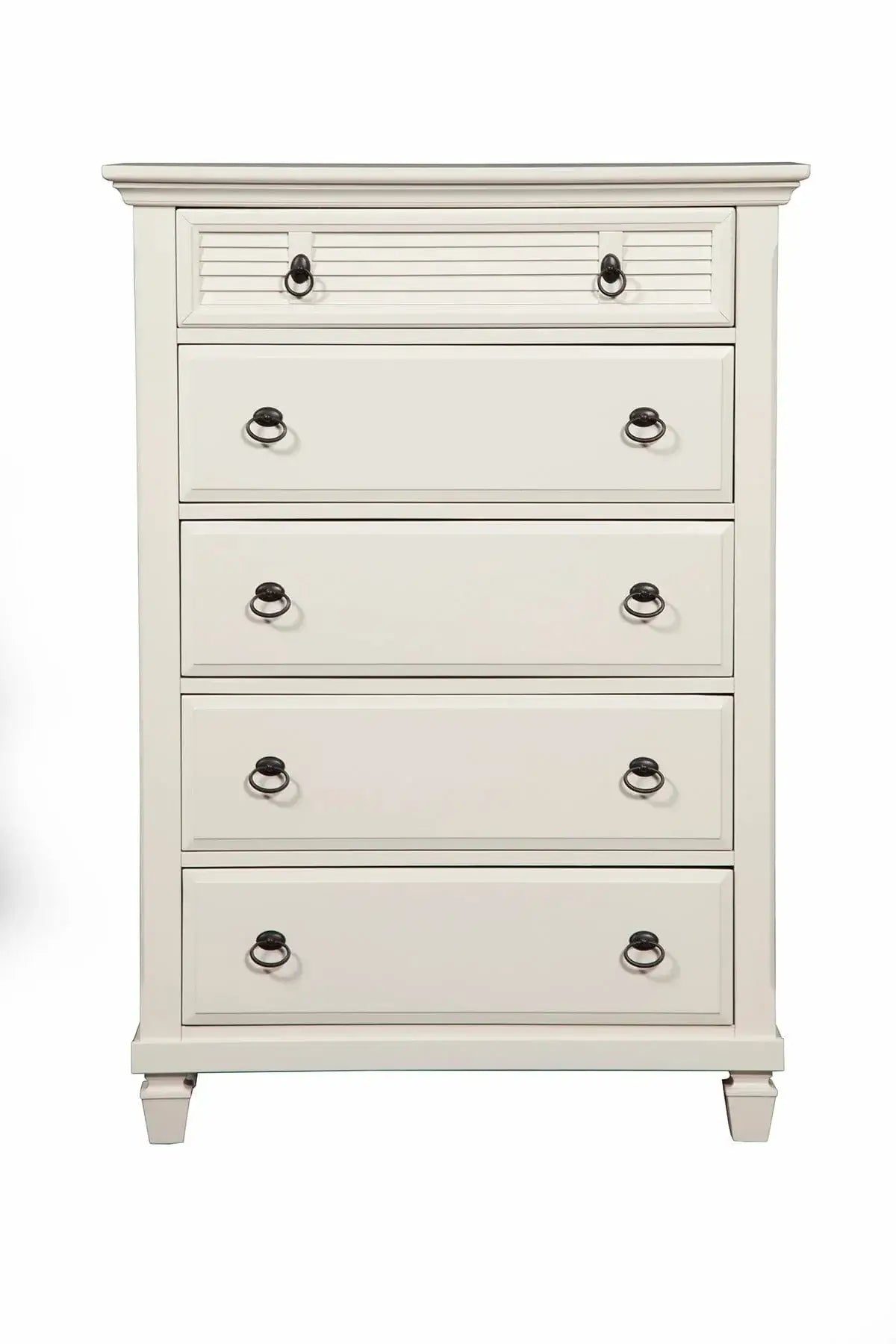 Alpine Furniture White Winchester 5 Drawer Chest 1306-W-CH