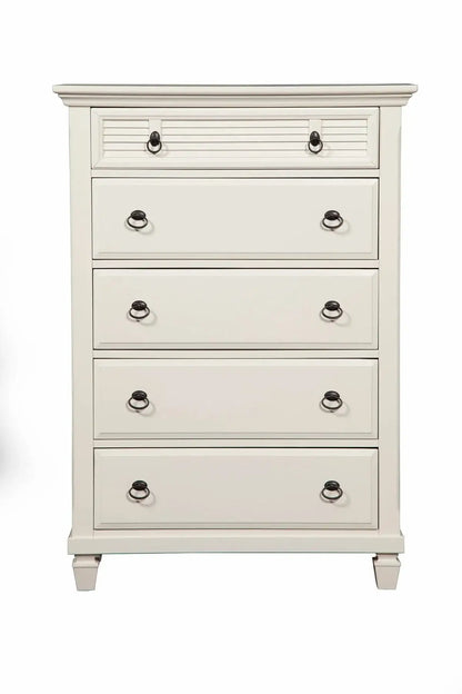 Alpine Furniture White Winchester 5 Drawer Chest 1306-W-CH
