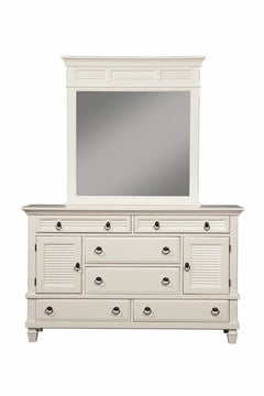 Alpine Furniture White Winchester 6 Drawer Dresser w/2 Cabinets 1306-W-DR