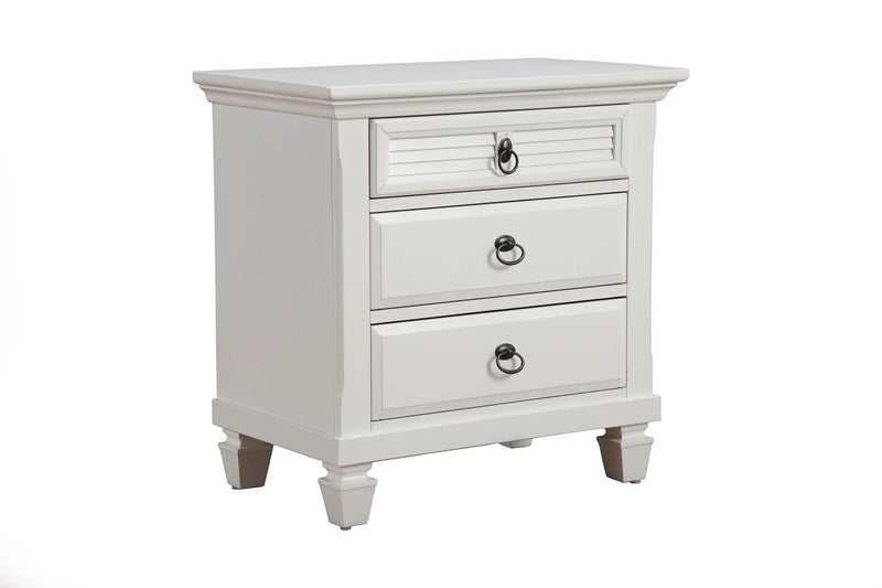 Alpine Furniture White Winchester 3 Drawer Nightstand 1306-W-NS