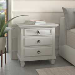 Alpine Furniture White Winchester 3 Drawer Nightstand 1306-W-NS