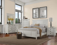 Alpine Furniture White Winchester California King Shutter Panel Bed 1306CK