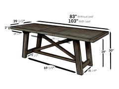 Alpine Furniture Salvaged Grey Newberry Extension Dining Table 1468-22