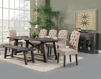 Alpine Furniture Grey Newberry Set of 2 Button Tufted Parson Chairs 1468-23