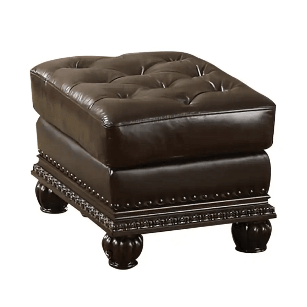 ACME Anondale Espresso Top Grain Leather Match Ottoman 15034