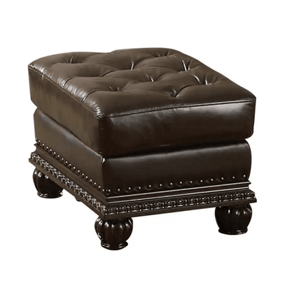 ACME Anondale Espresso Top Grain Leather Match Ottoman 15034