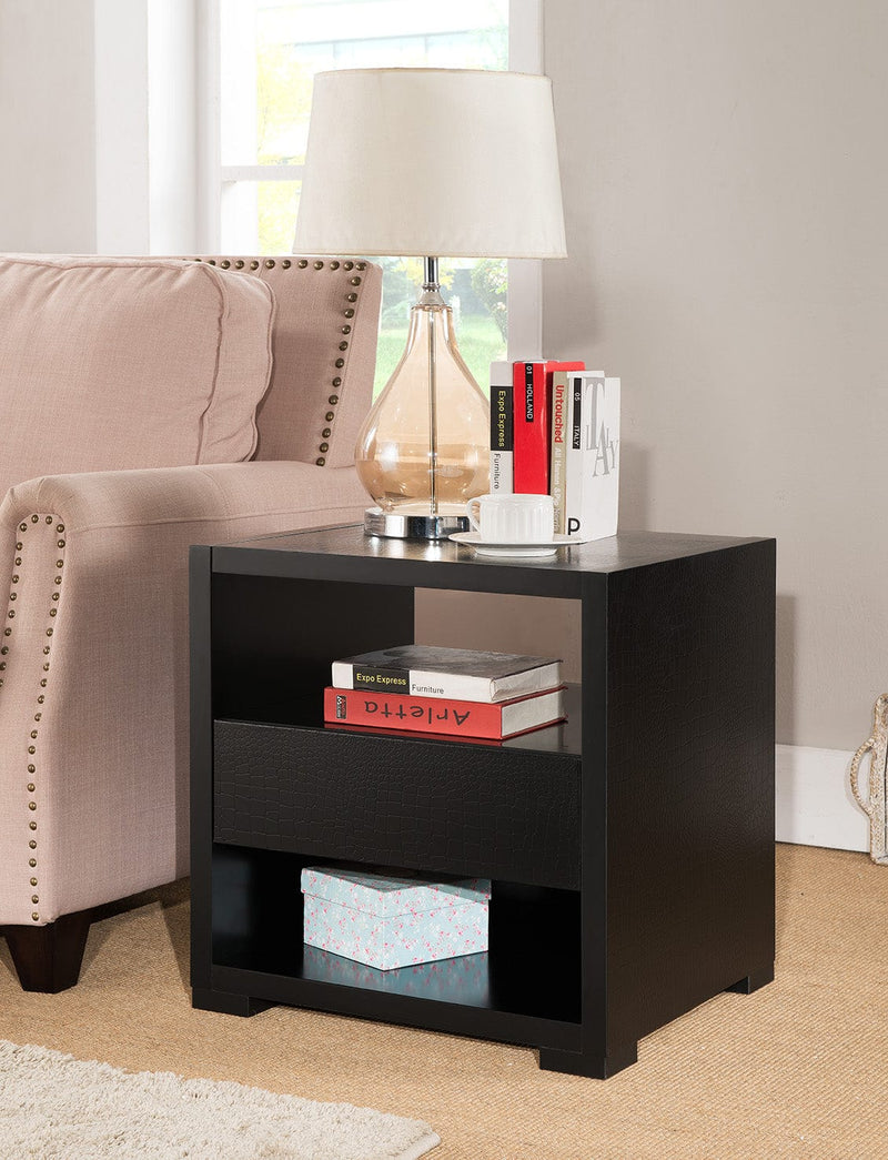 ID USA Faux Croc Black End Table 151278ET