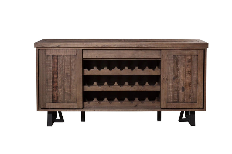 Alpine Furniture Natural/Black Prairie Sideboard with Wine Holder 1568-06