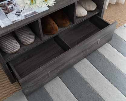 ID International Distressed Grey 3-Shelves Entry Bench 161734
