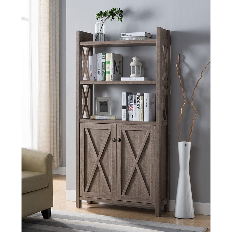 ID USA Dark 2-Shelves Dark Taupe Bookcase 161889