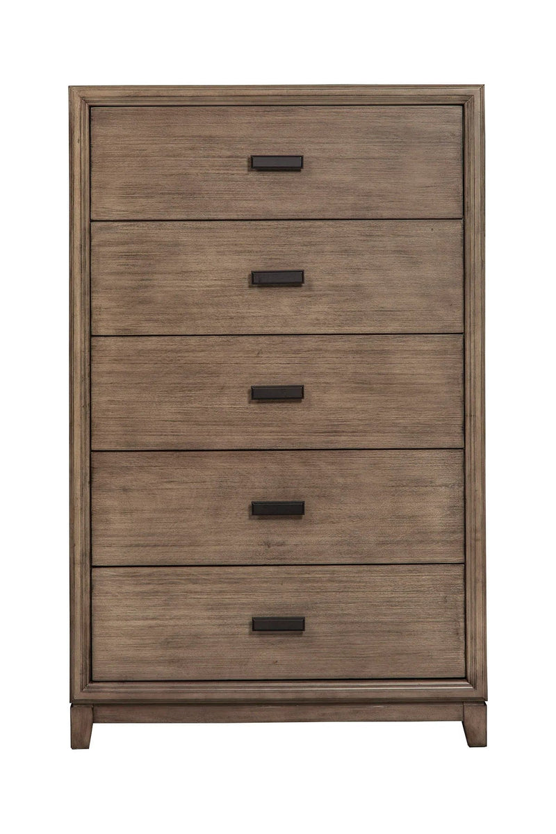 Alpine Furniture Antique Grey Camilla 5 Drawer Chest 1800-05