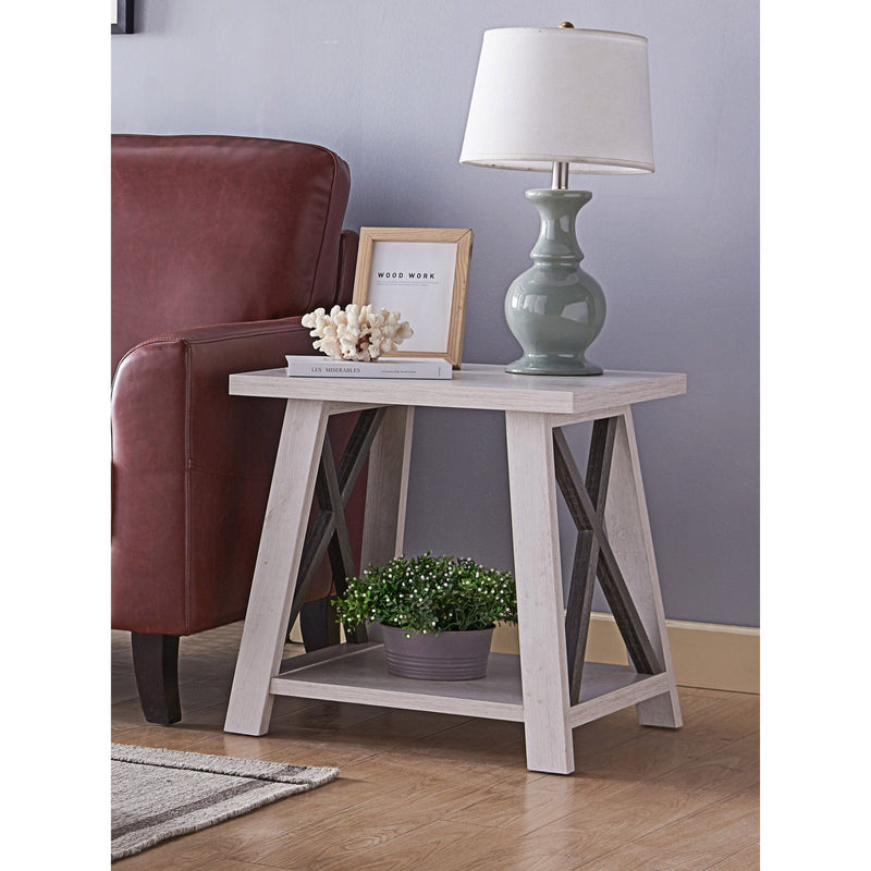 ID USA White Oak & Distressed Grey End Table 192532ET