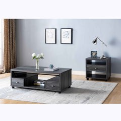 ID USA Distressed Grey & Black 1-Drawer End Table 192640ET