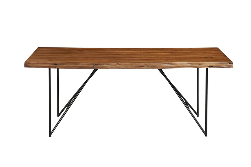 Alpine Furniture Light Walnut Live Edge Solid Wood Dining Table 1968-01