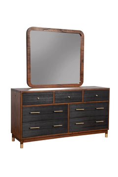 Alpine Furniture Dark Walnut & Black Belham 7 Drawer Dresser 1971-03