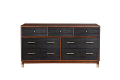 Alpine Furniture Dark Walnut & Black Belham 7 Drawer Dresser 1971-03