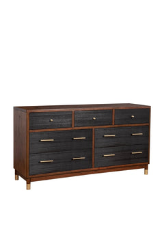 Alpine Furniture Dark Walnut & Black Belham 7 Drawer Dresser 1971-03