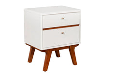 Alpine Furniture White and Acorn Dakota Two Drawer Nightstand 1974-02