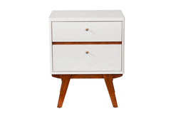 Alpine Furniture White and Acorn Dakota Two Drawer Nightstand 1974-02