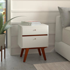 Alpine Furniture White and Acorn Dakota Two Drawer Nightstand 1974-02