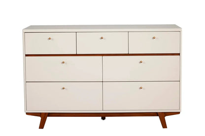 Alpine Furniture White with Acorn Dakota 7 Drawer Dresser 1974-03