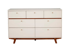 Alpine Furniture White with Acorn Dakota 7 Drawer Dresser 1974-03