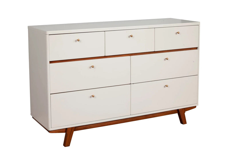 Alpine Furniture White with Acorn Dakota 7 Drawer Dresser 1974-03