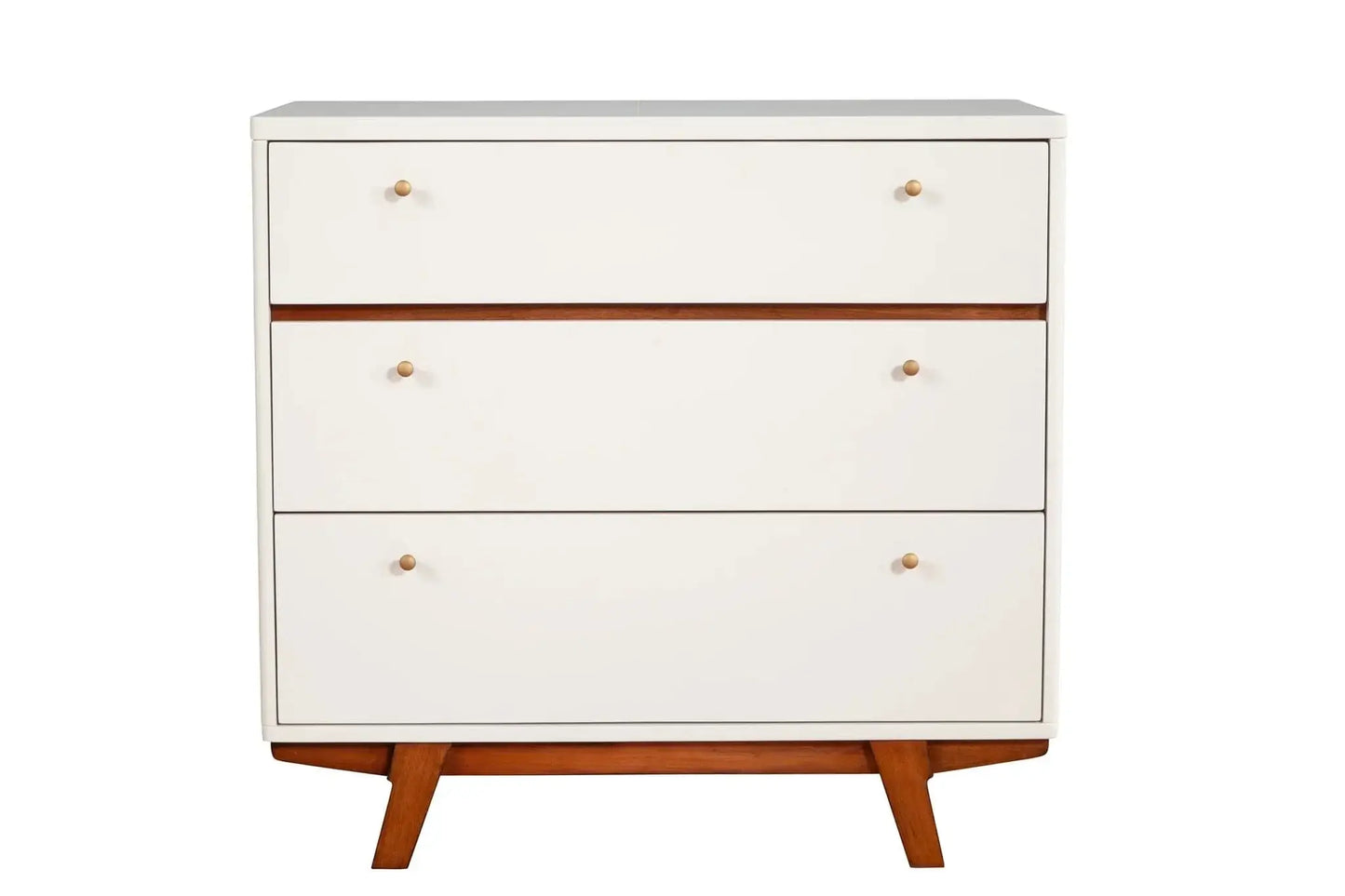 Alpine Furniture White and Acorn Dakota 3 Drawer Small Chest 1974-04