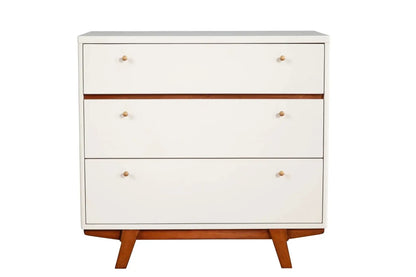 Alpine Furniture White and Acorn Dakota 3 Drawer Small Chest 1974-04