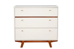 Alpine Furniture White and Acorn Dakota 3 Drawer Small Chest 1974-04