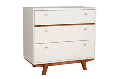 Alpine Furniture White and Acorn Dakota 3 Drawer Small Chest 1974-04