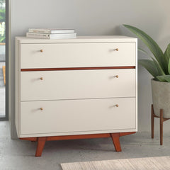 Alpine Furniture White and Acorn Dakota 3 Drawer Small Chest 1974-04