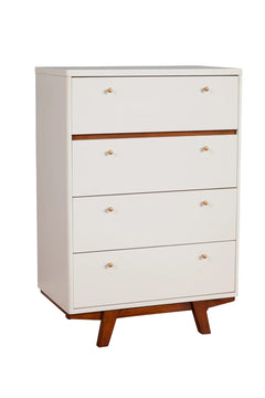 Alpine Furniture White and Acorn Dakota 4 Drawer Chest 1974-05