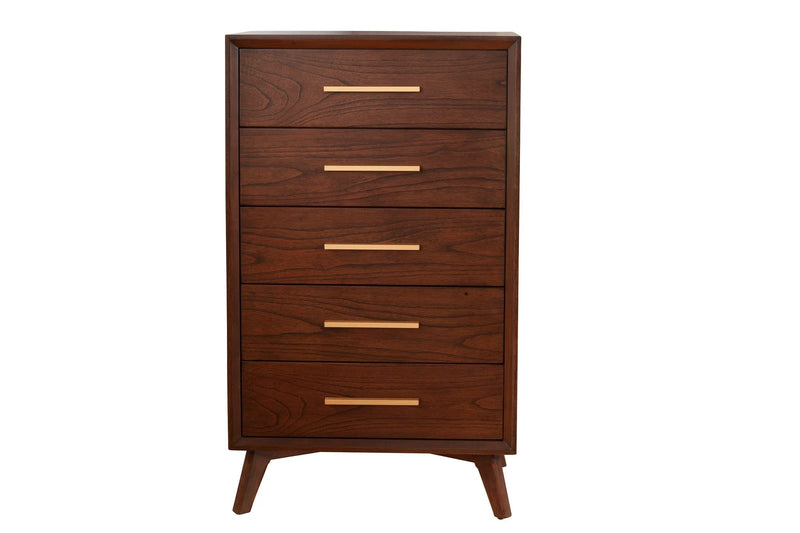 Alpine Furniture Walnut Gramercy 5 Drawer Chest 1978-05