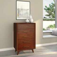 Alpine Furniture Walnut Gramercy 5 Drawer Chest 1978-05