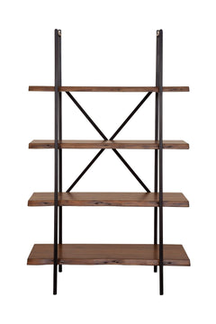 Alpine Furniture Live Edge Light Walnut 4 Shelf Bookshelf 1968-69