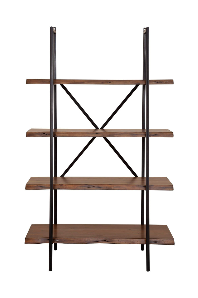 Alpine Furniture Live Edge Light Walnut 4 Shelf Bookshelf 1968-69