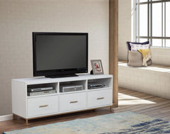 Alpine Furniture Madelyn White 3-Shelves TV Console 2010-10