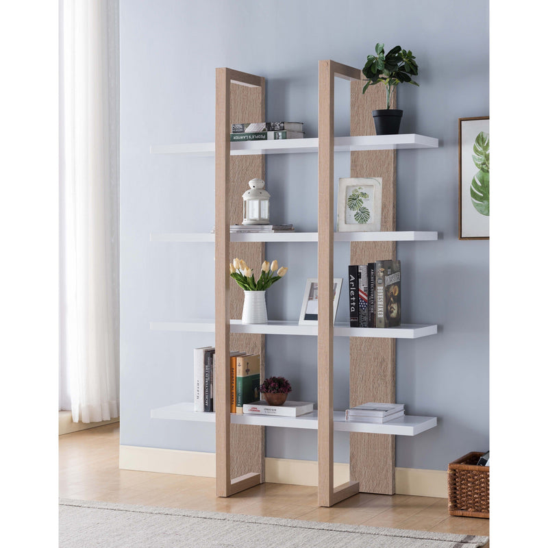 ID USA White & Weathered White 4-Shelves Bookcase 202708