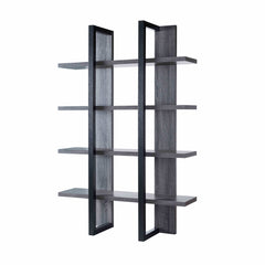 ID USA Distressed Grey & Black 4-Shelves Bookcase 202709