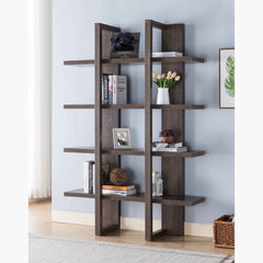 ID USA Walnut Oak 4-Shelf Bookcase 202710